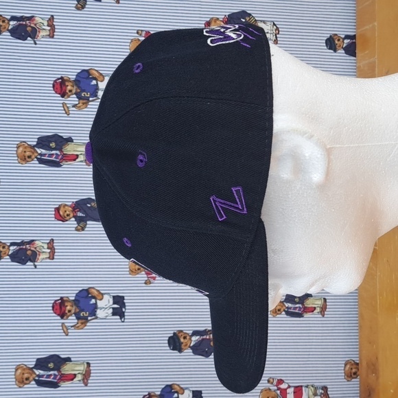 Vintage Northwestern University Wildcats embroidered spellout black & purple hat - Picture 2 of 7